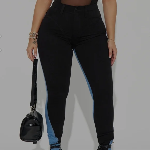 Stylish Blue and Black Women's Jeans - Picture 5 of 16